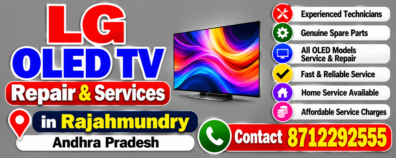 LG OLED55C3PSA TV Repair in Rajahmundry Call : 8712292555
